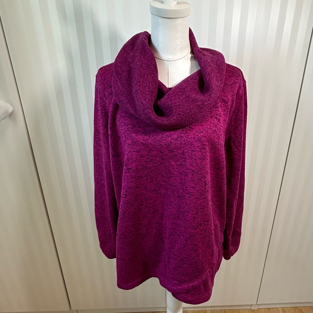 Ideology pink long sleeve sweater cowl neck mottled soft Size 2X